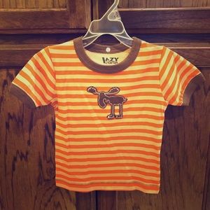 NWT Lazy One Toddler Striped Tee, Orange/Tan